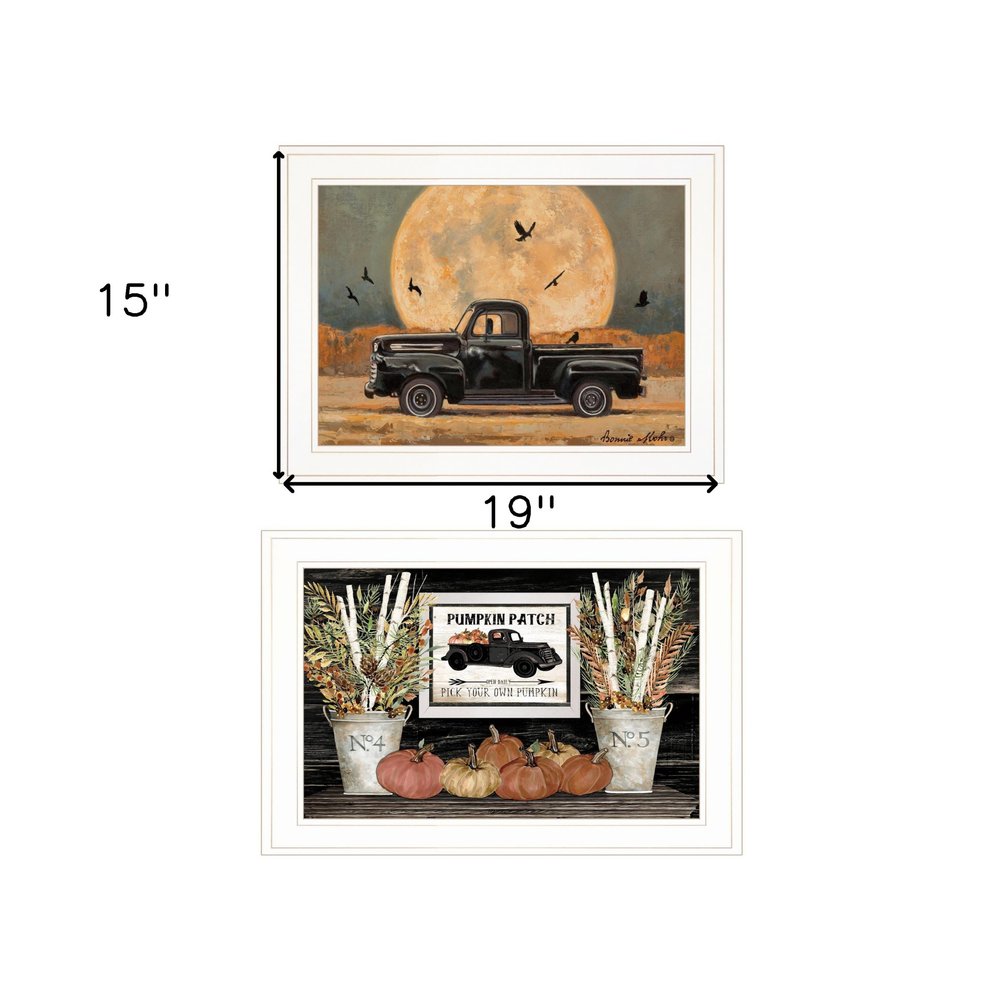 Set Of Two Harvest Moon 1 White Framed Print Kitchen Wall Art — view 3