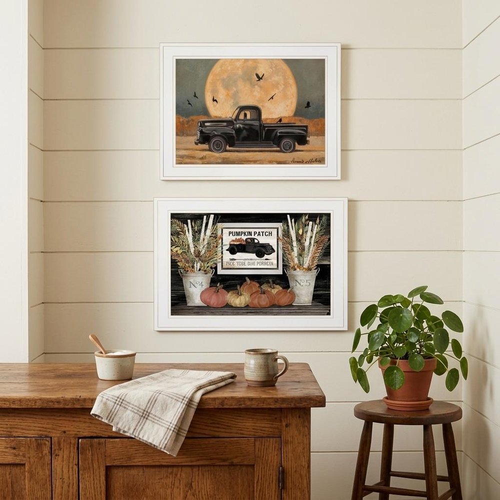 Set Of Two Harvest Moon 1 White Framed Print Kitchen Wall Art — view 4