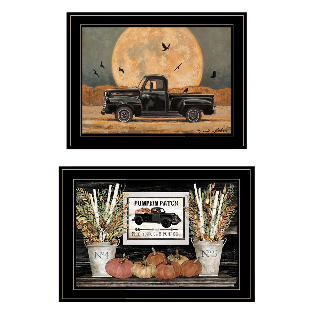 Set Of Two Harvest Moon 2 Black Framed Print Kitchen Wall Art — view 1