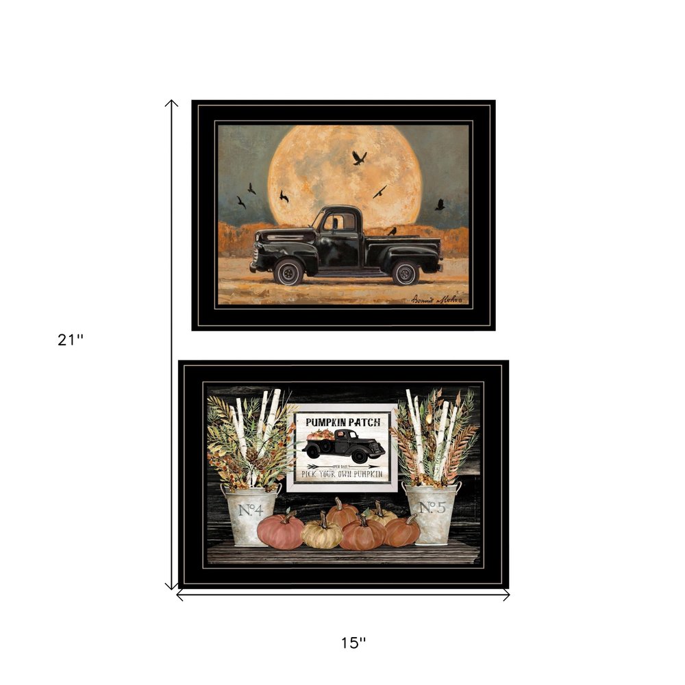 Set Of Two Harvest Moon 2 Black Framed Print Kitchen Wall Art — view 3