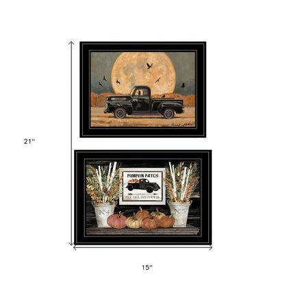 Set Of Two Harvest Moon 2 Black Framed Print Kitchen Wall Art