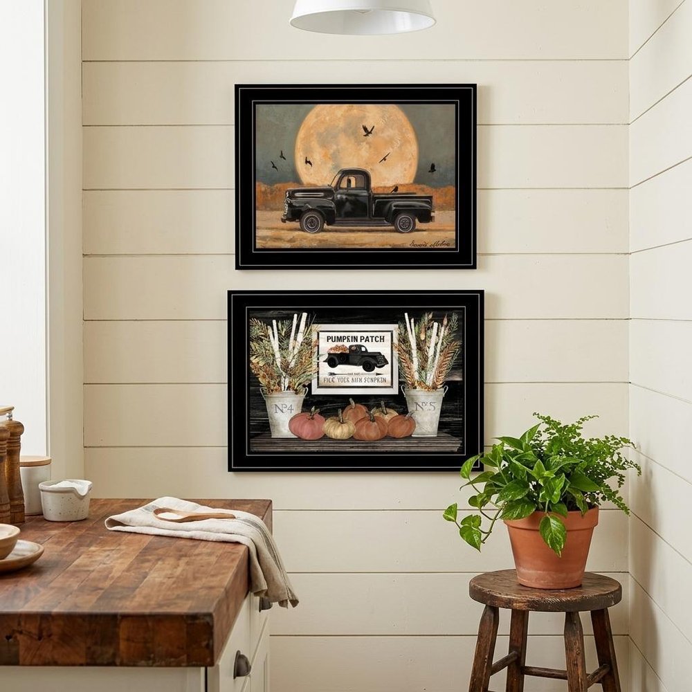Set Of Two Harvest Moon 2 Black Framed Print Kitchen Wall Art — view 6