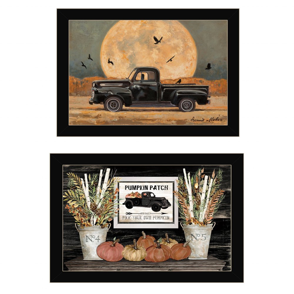 Set Of Two Harvest Moon 3 Black Framed Print Kitchen Wall Art — view 1