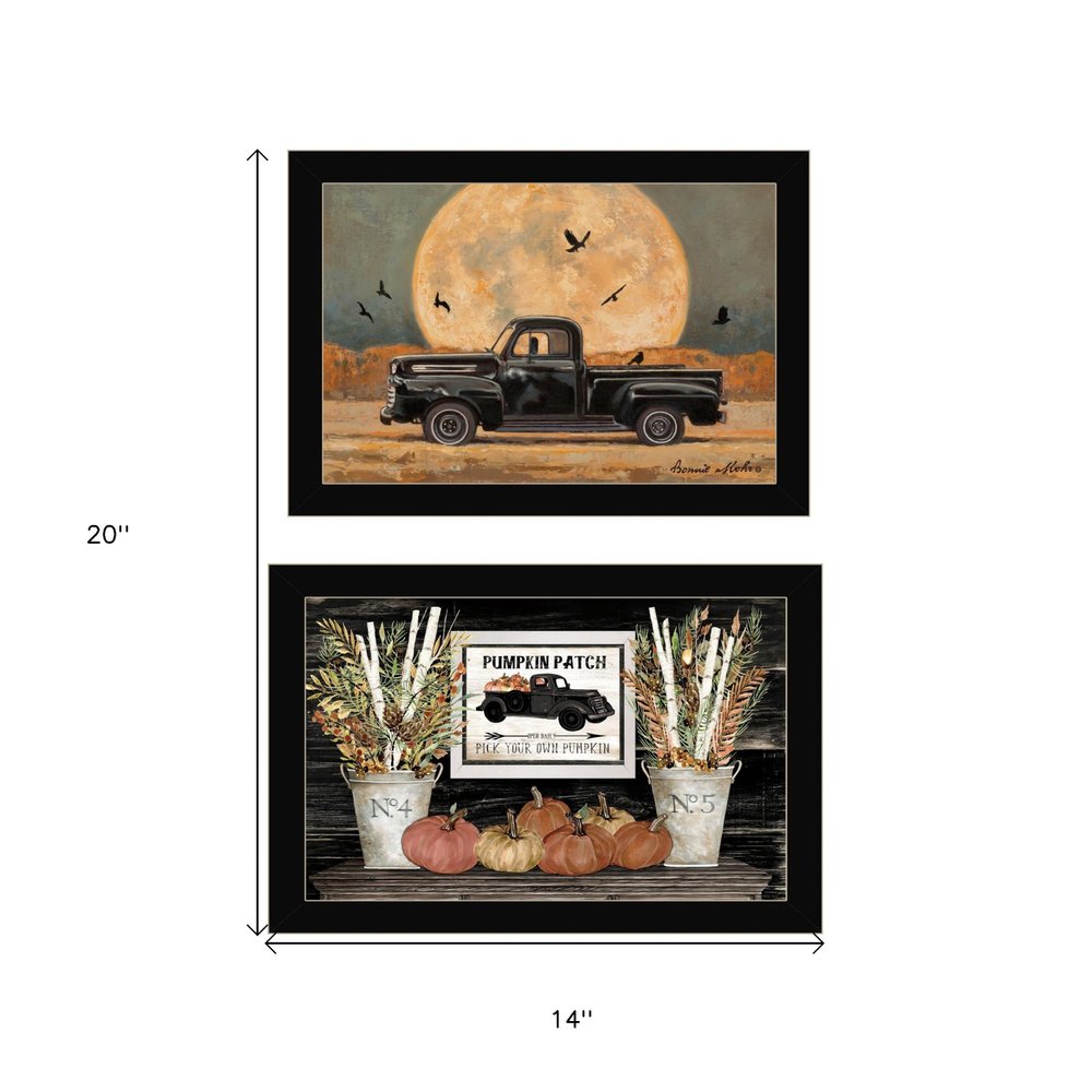 Set Of Two Harvest Moon 3 Black Framed Print Kitchen Wall Art — view 3