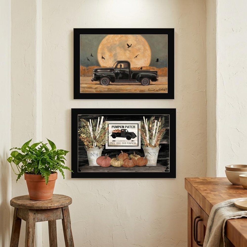 Set Of Two Harvest Moon 3 Black Framed Print Kitchen Wall Art — view 6