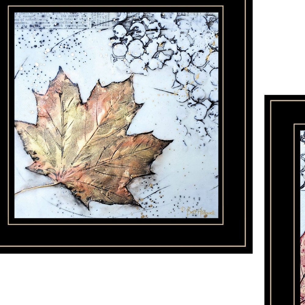 Set Of Two Channeling Fall Leaves Black Framed Print Wall Art — view 3