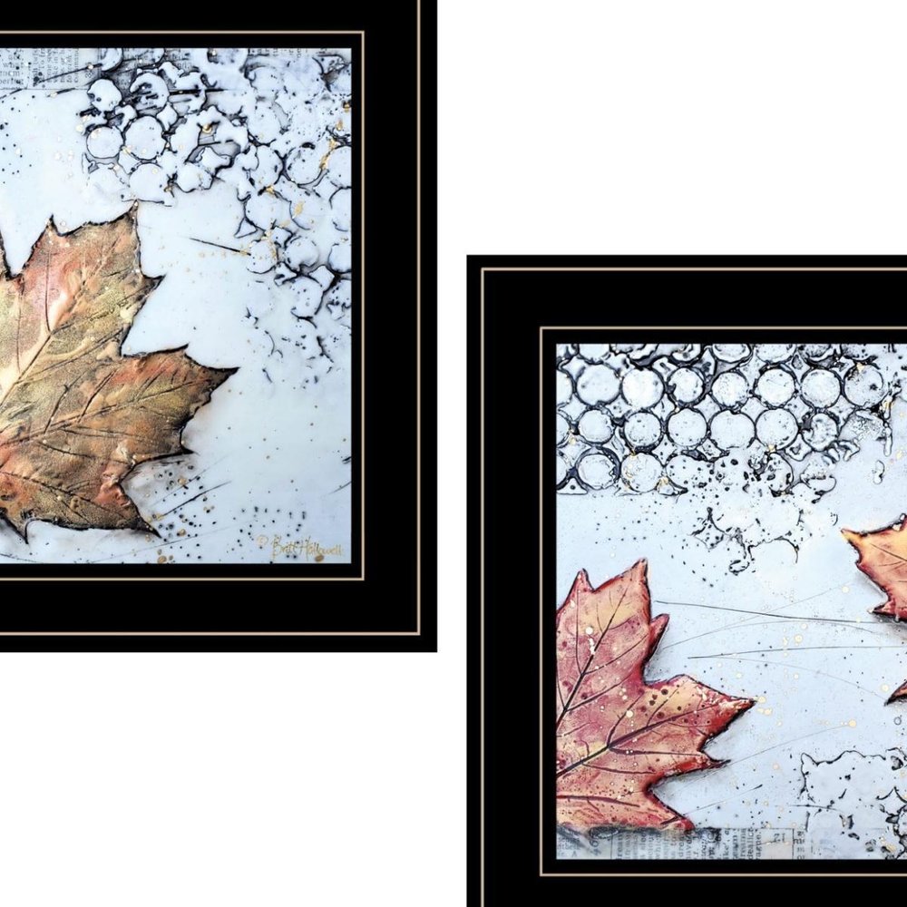 Set Of Two Channeling Fall Leaves Black Framed Print Wall Art — view 6