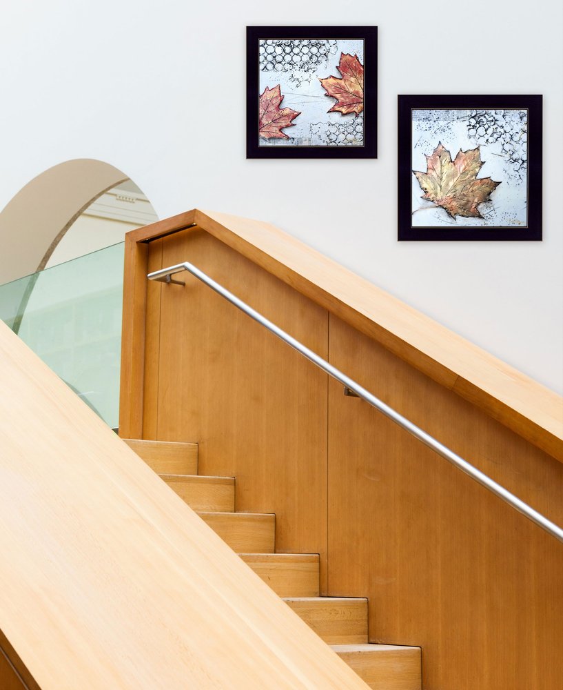 Set Of Two Channeling Fall Leaves I and III 3 Black Framed Print Wall Art — view 2