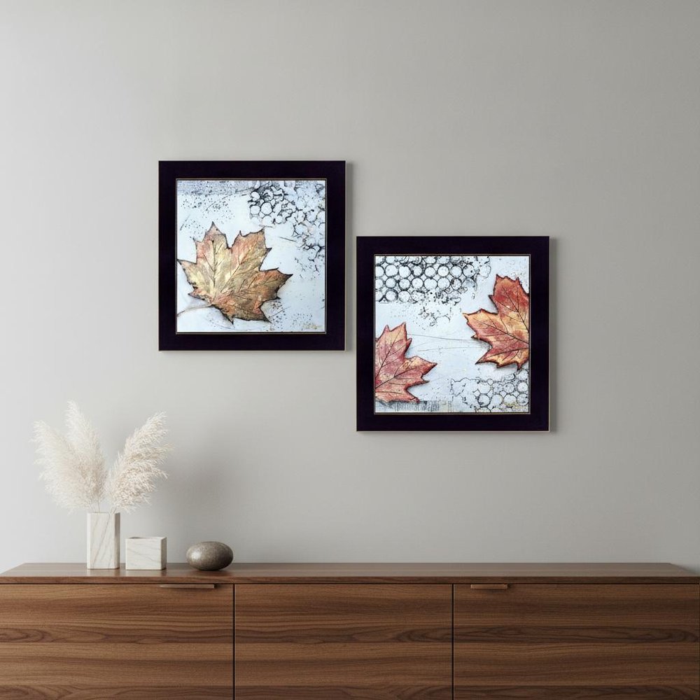 Set Of Two Channeling Fall Leaves I and III 3 Black Framed Print Wall Art — view 7