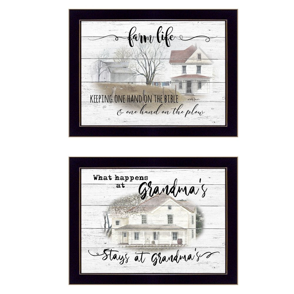 Set Of Two Stays at Grandmas Black Framed Print Wall Art — view 1