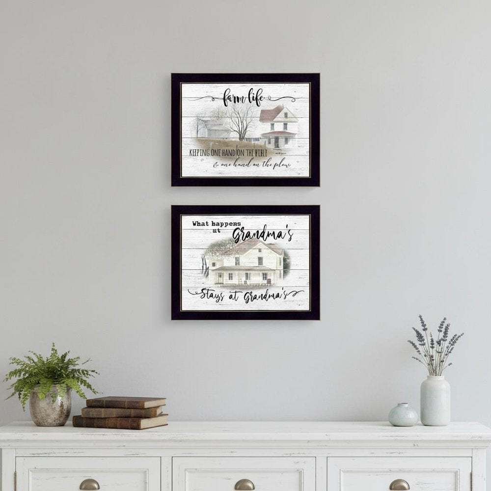 Set Of Two Stays at Grandmas Black Framed Print Wall Art — view 5