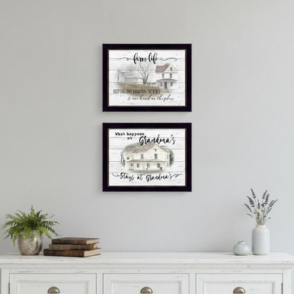 Set Of Two Stays at Grandmas Black Framed Print Wall Art