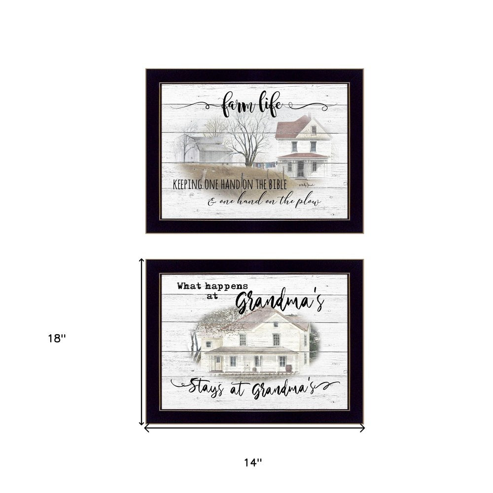 Set Of Two Stays at Grandmas Black Framed Print Wall Art — view 4