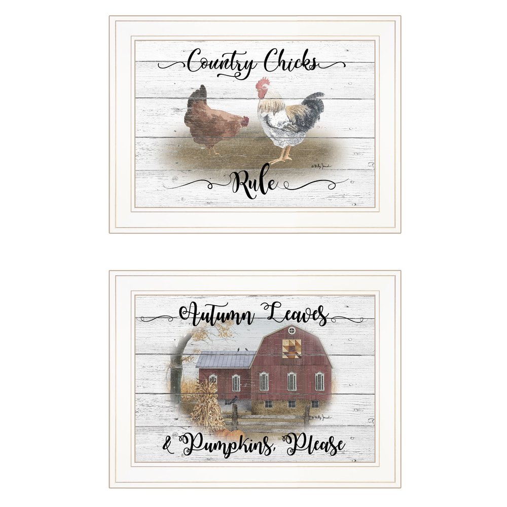 Set Of Two Country Living White Framed Print Wall Art — view 1