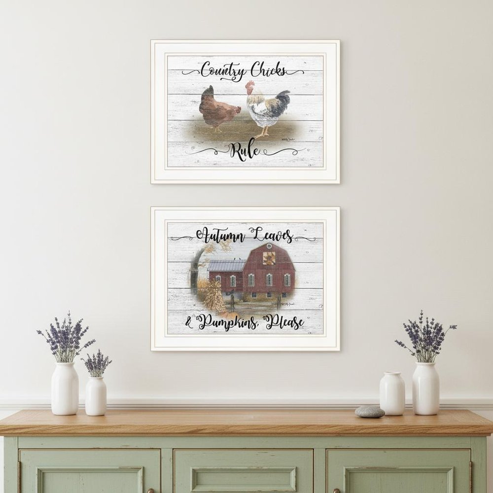 Set Of Two Country Living White Framed Print Wall Art — view 5