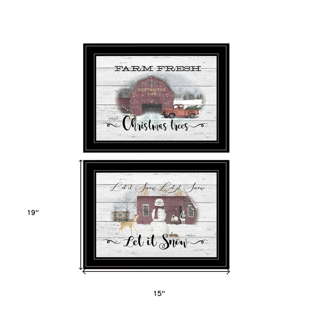 Set Of Two Farm Christmas 2 Black Framed Print Wall Art — view 3