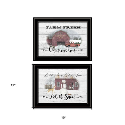 Set Of Two Farm Christmas 2 Black Framed Print Wall Art