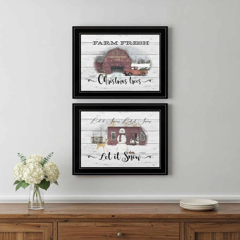 Set Of Two Farm Christmas 2 Black Framed Print Wall Art — view 4