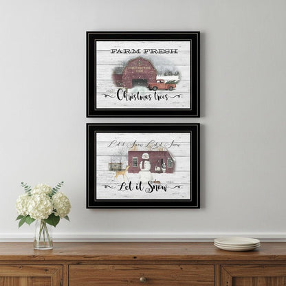 Set Of Two Farm Christmas 2 Black Framed Print Wall Art