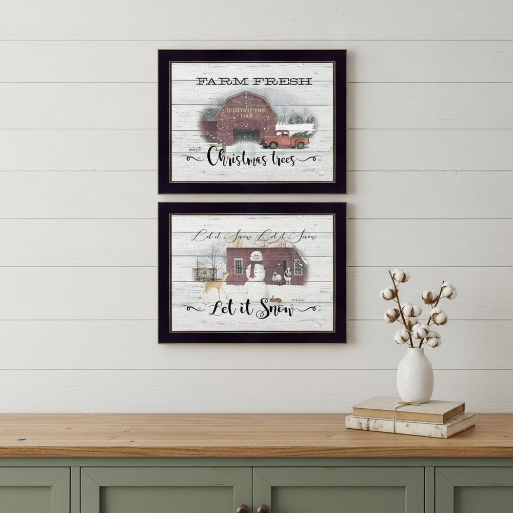 Set Of Two Farm Christmas Black Framed Print Wall Art — view 4