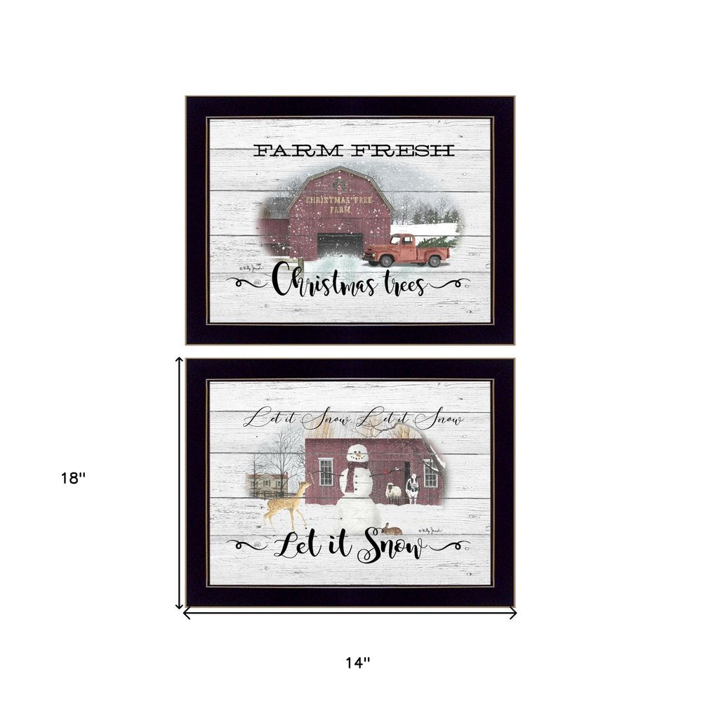 Set Of Two Farm Christmas Black Framed Print Wall Art — view 3