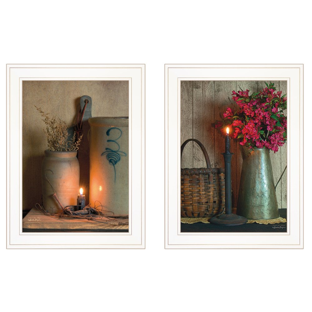 Set Of Two Country Candlelight White Framed Print Wall Art — view 1