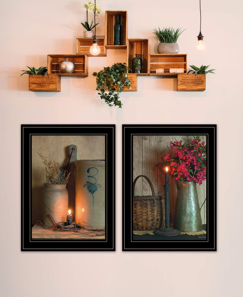 Set Of Two Country Candlelight Black Framed Print Wall Art — view 2