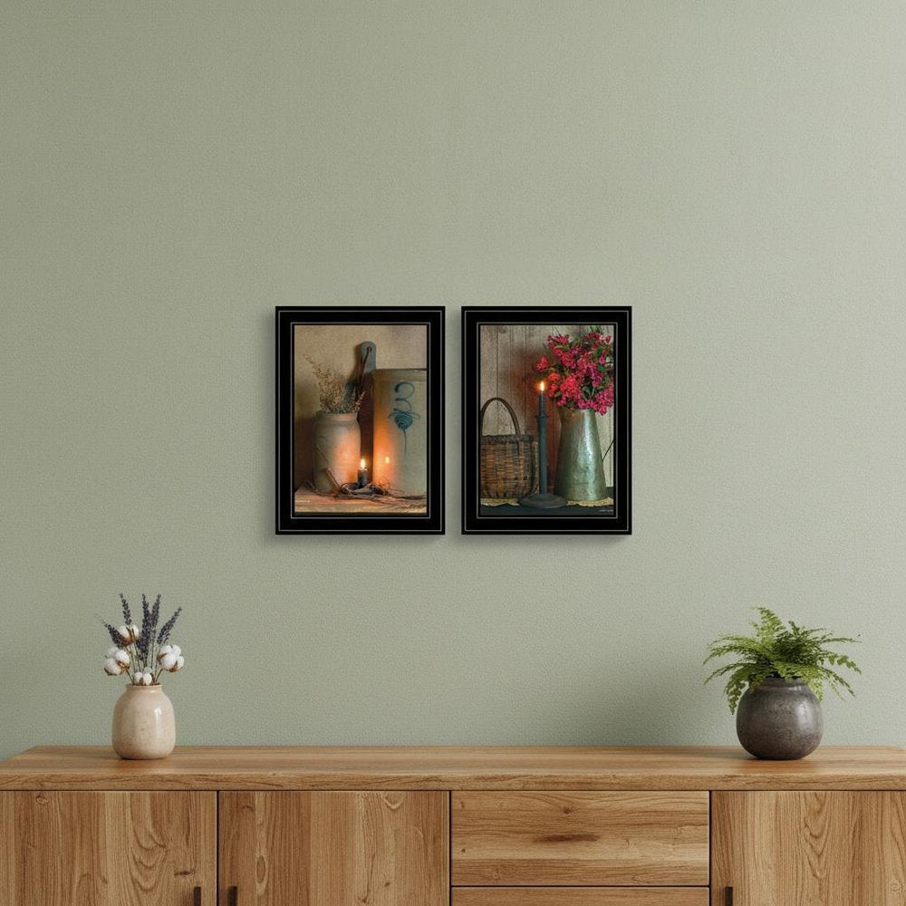 Set Of Two Country Candlelight Black Framed Print Wall Art — view 5