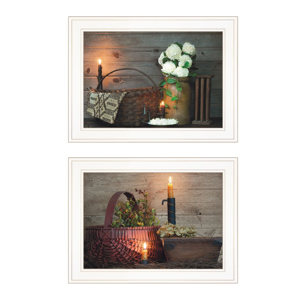 Set Of Two Country Candlelight 4 White Framed Print Wall Art — view 1
