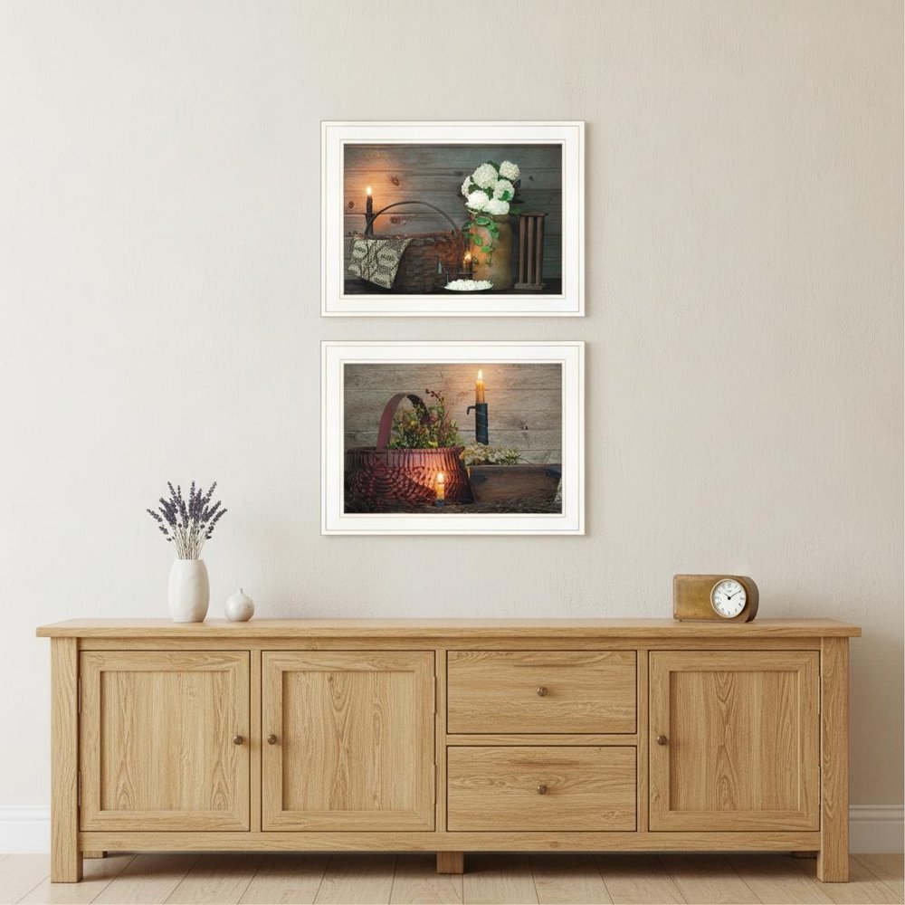 Set Of Two Country Candlelight 4 White Framed Print Wall Art — view 4