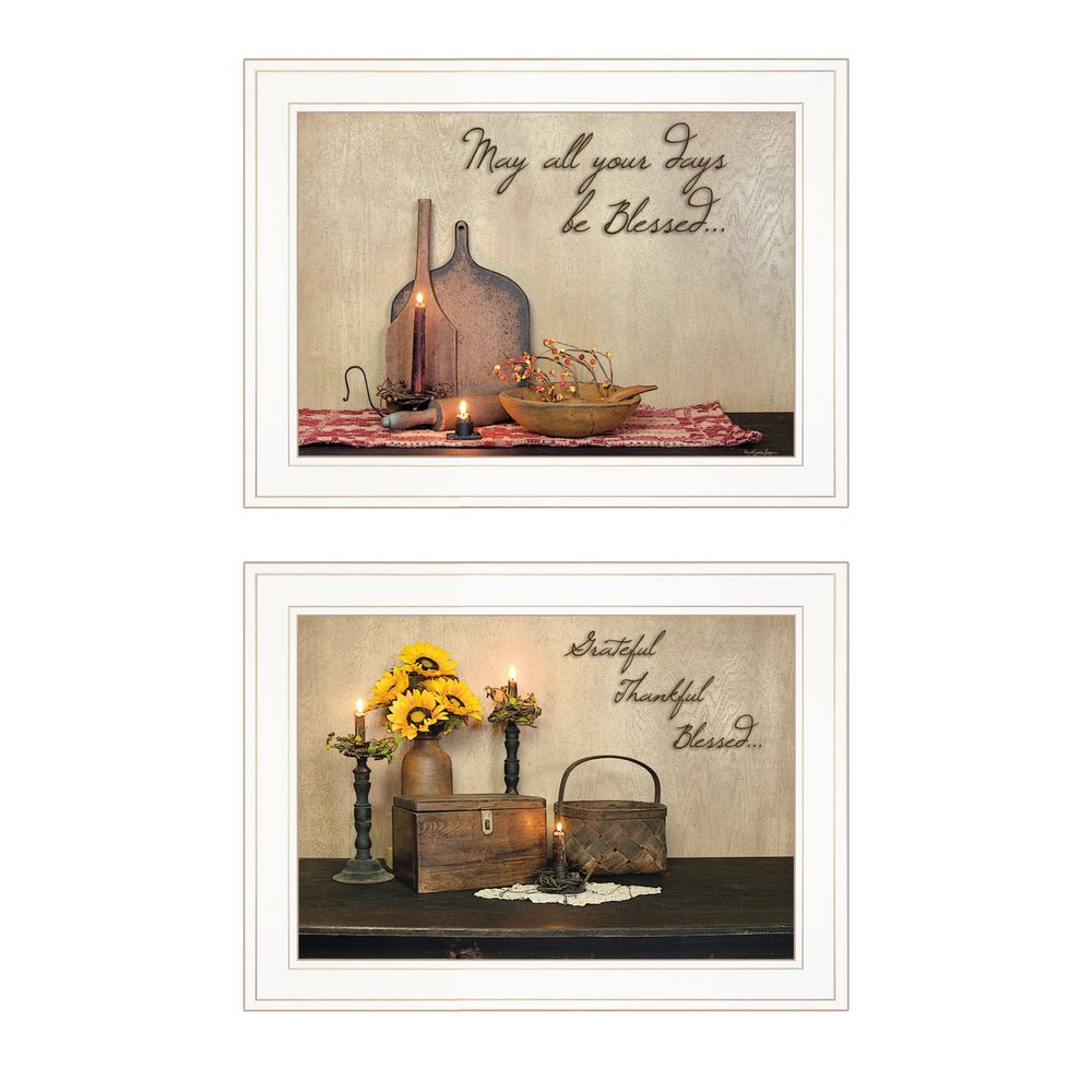 Set Of Two Twice Blessed 1 White Framed Print Wall Art — view 1