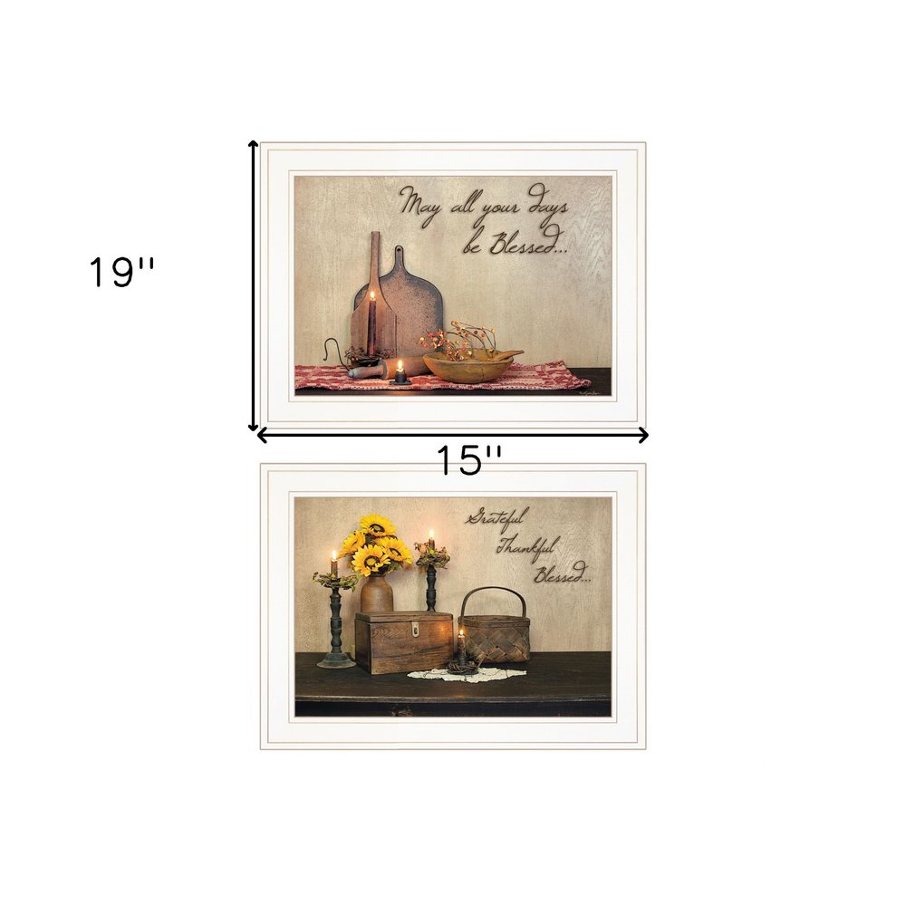 Set Of Two Twice Blessed 1 White Framed Print Wall Art — view 3