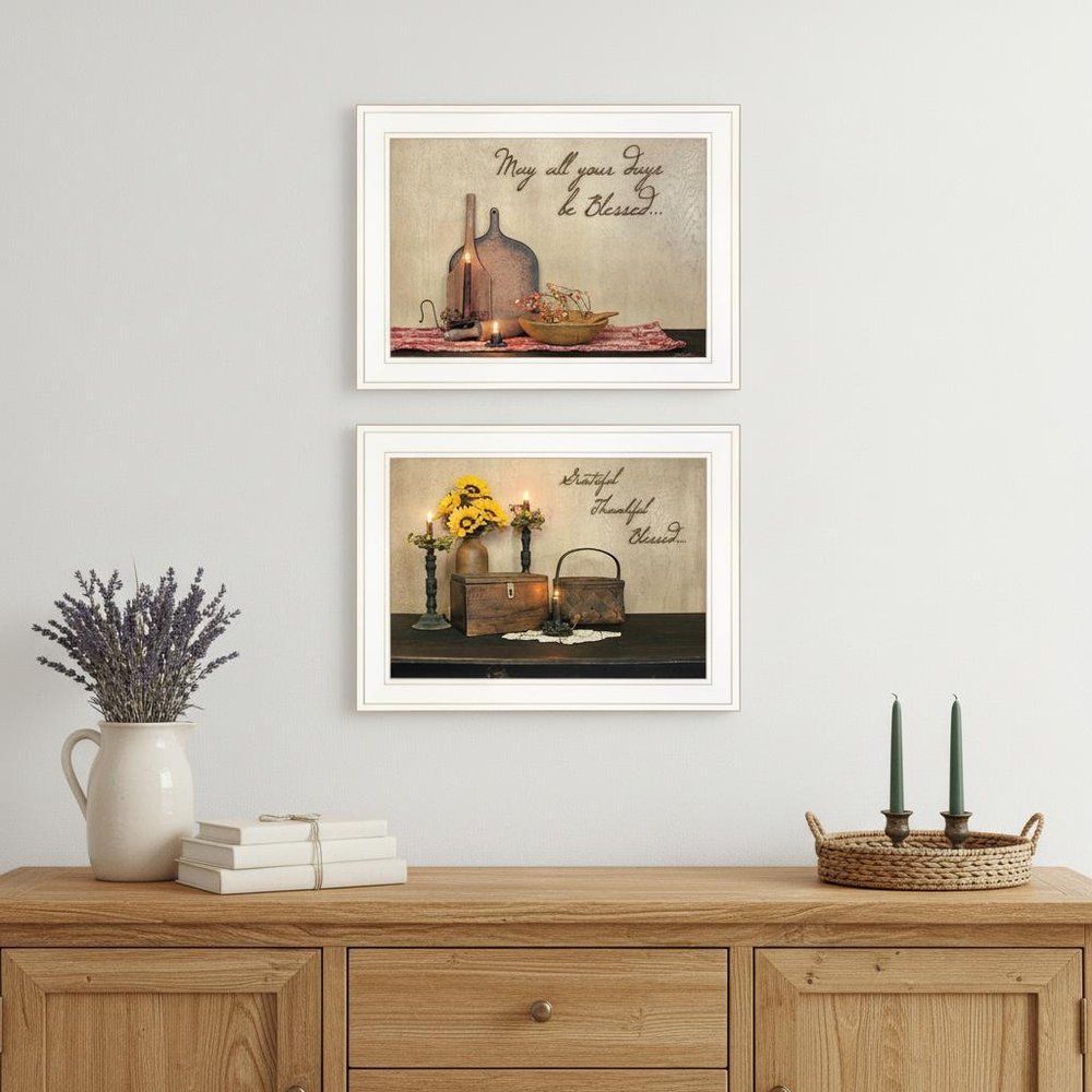 Set Of Two Twice Blessed 1 White Framed Print Wall Art — view 4