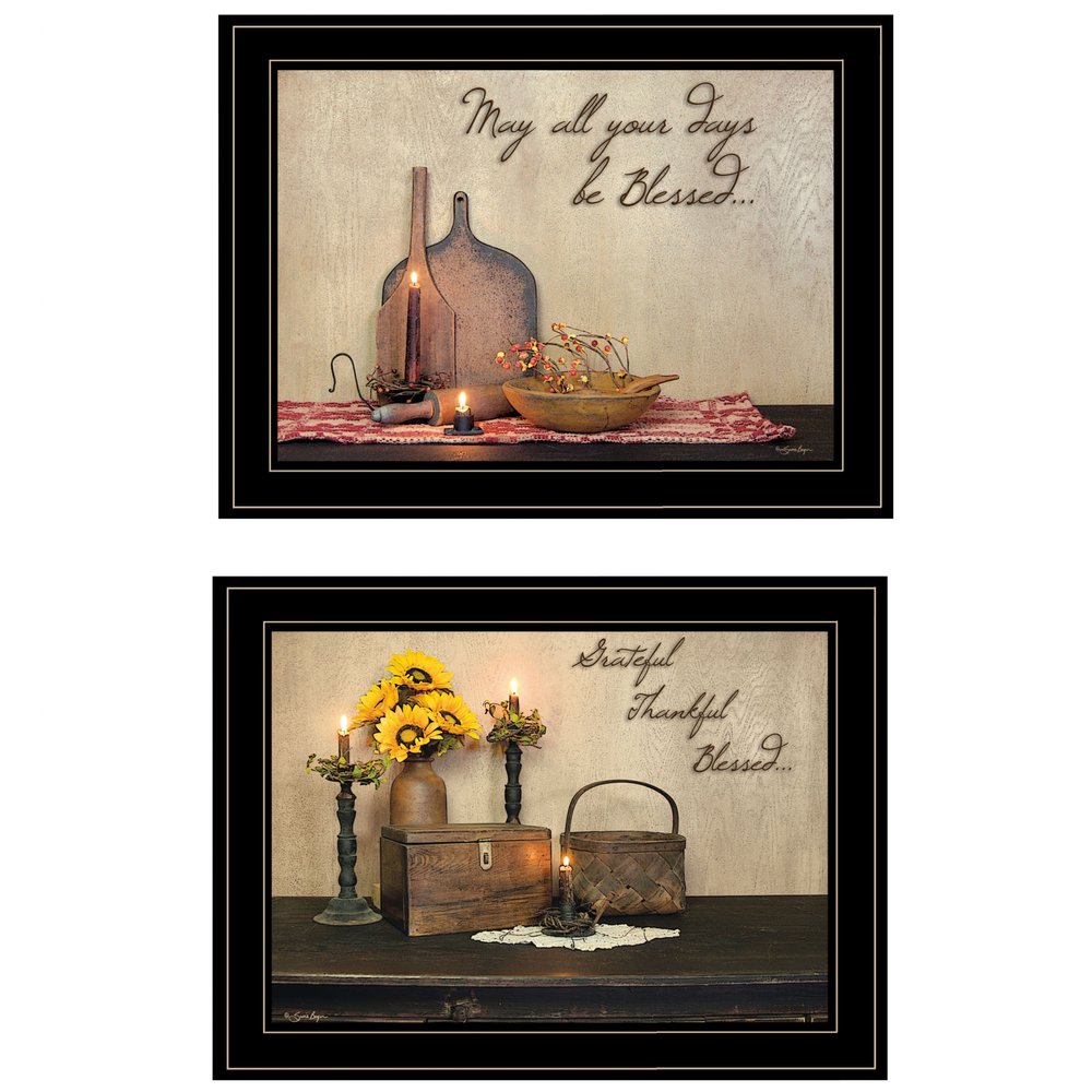 Set Of Two Twice Blessed 2 Black Framed Print Wall Art — view 1