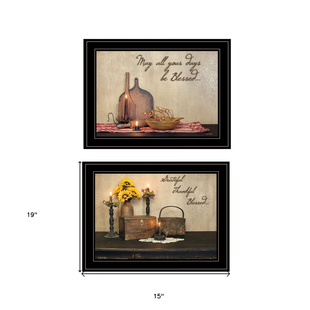 Set Of Two Twice Blessed 2 Black Framed Print Wall Art — view 3