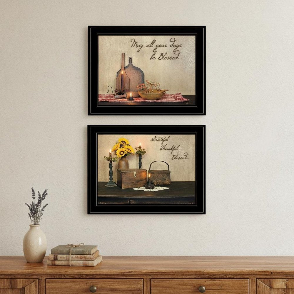 Set Of Two Twice Blessed 2 Black Framed Print Wall Art — view 4