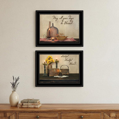 Set Of Two Twice Blessed 2 Black Framed Print Wall Art
