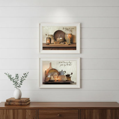 Set Of Two By Grace 1 White Framed Print Kitchen Wall Art