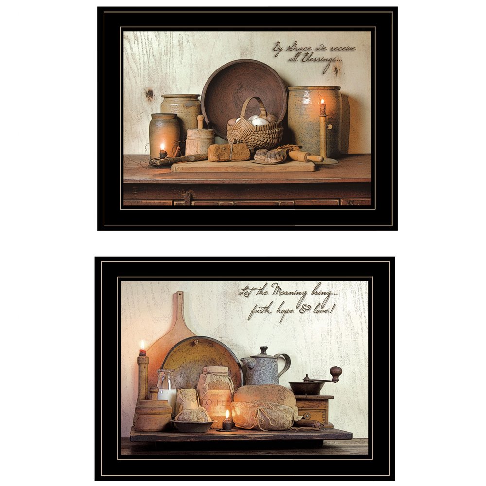 Set Of Two By Grace 2 Black Framed Print Kitchen Wall Art — view 1