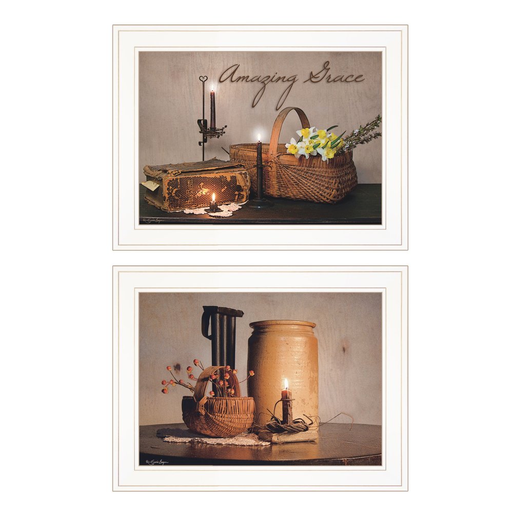 Set Of Two Amazing Grace 5 White Framed Print Kitchen Wall Art — view 1