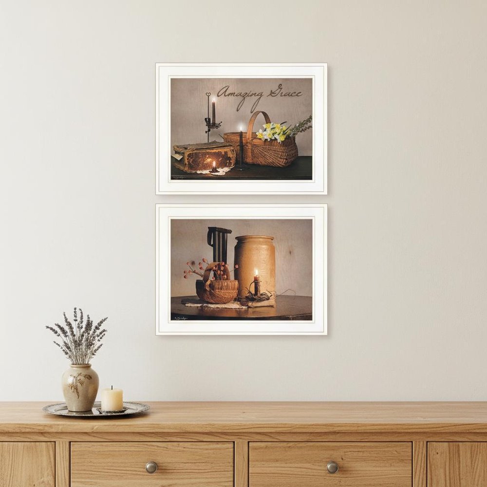Set Of Two Amazing Grace 5 White Framed Print Kitchen Wall Art — view 4