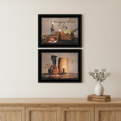 Set Of Two Amazing Grace 6 Black Framed Print Kitchen Wall Art