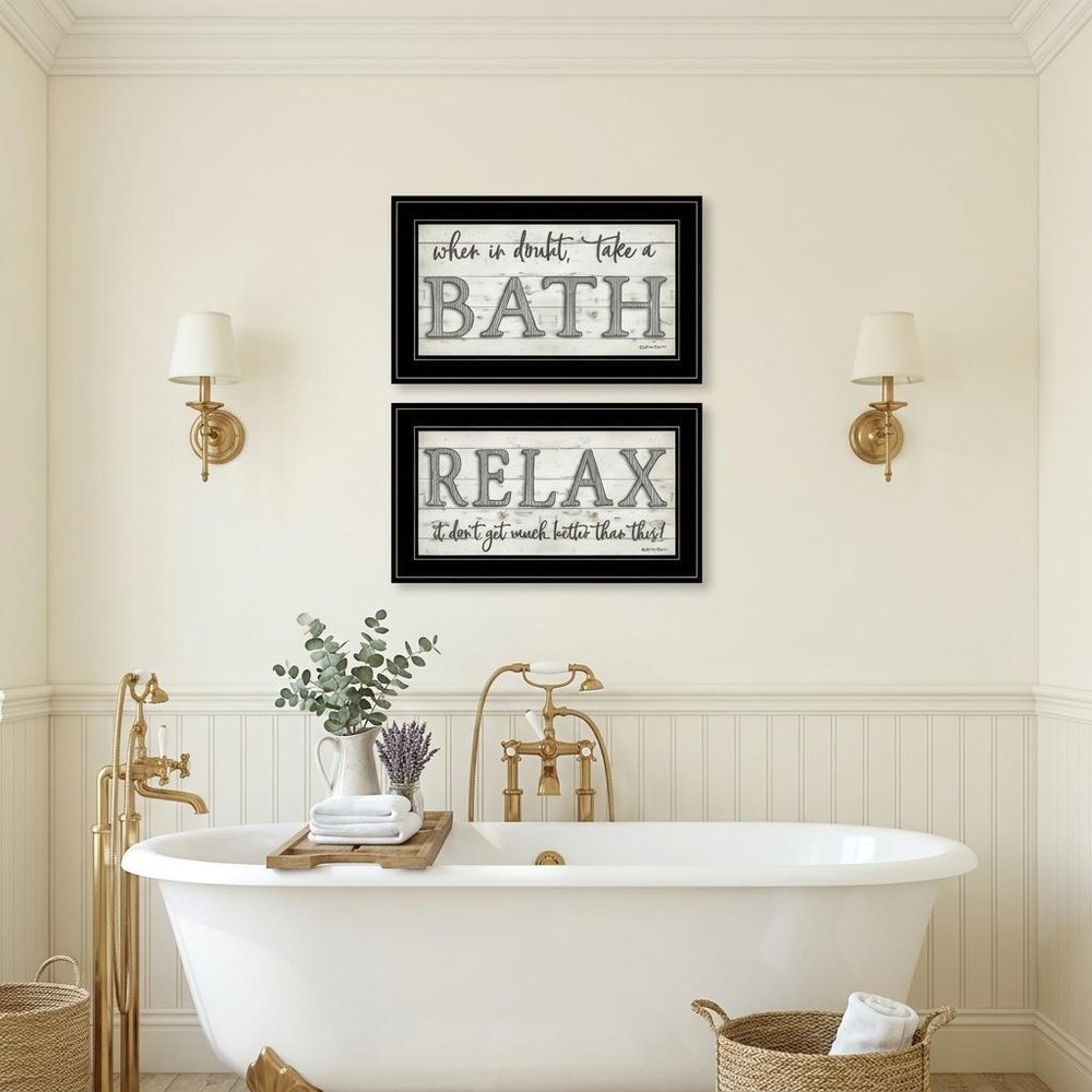 Set Of Two Bath Relax 2 Black Framed Print Bathroom Wall Art — view 3