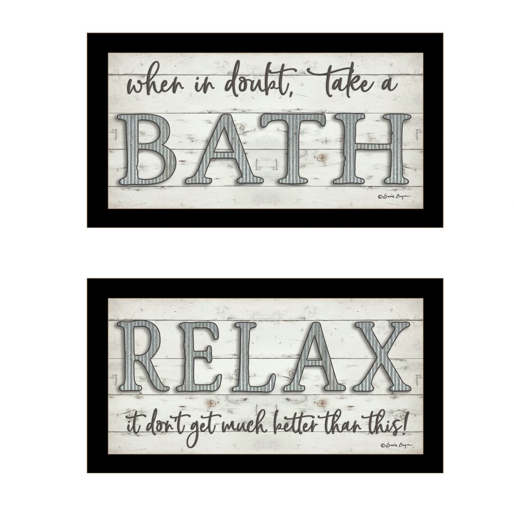 Set Of Two Bath Relax 3 Black Framed Print Bathroom Wall Art — view 1