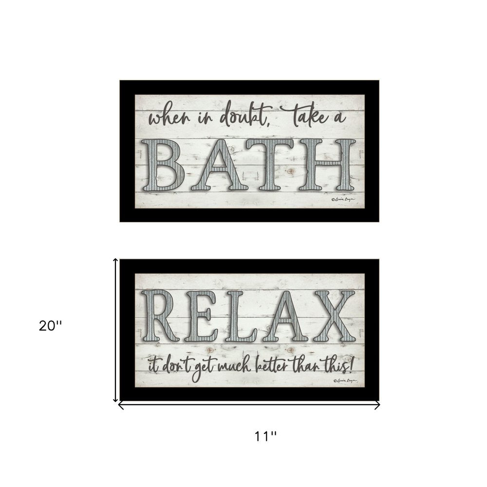 Set Of Two Bath Relax 3 Black Framed Print Bathroom Wall Art — view 3