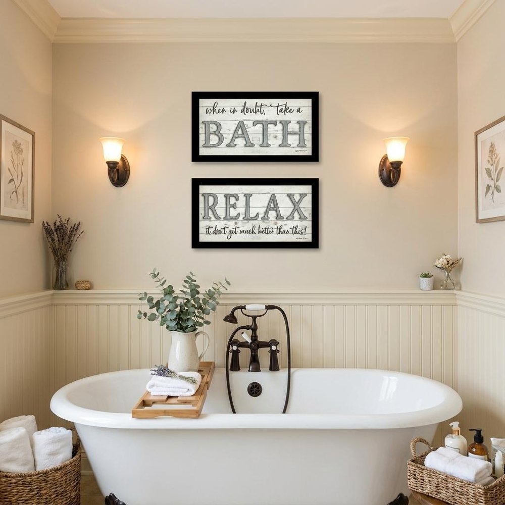 Set Of Two Bath Relax 3 Black Framed Print Bathroom Wall Art — view 4