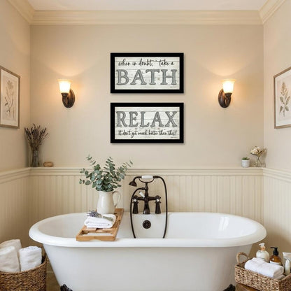 Set Of Two Bath Relax 3 Black Framed Print Bathroom Wall Art