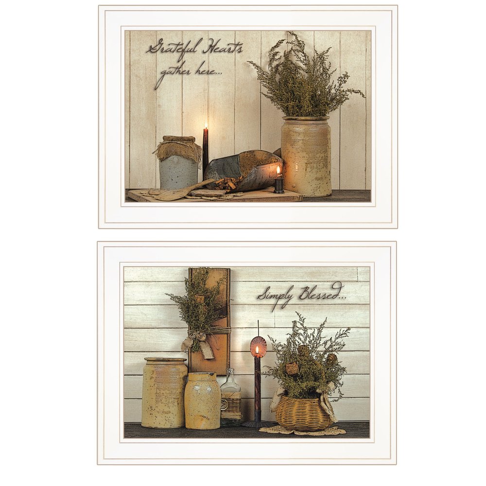 Set Of Two Blessed Gathering 1 White Framed Print Kitchen Wall Art — view 1