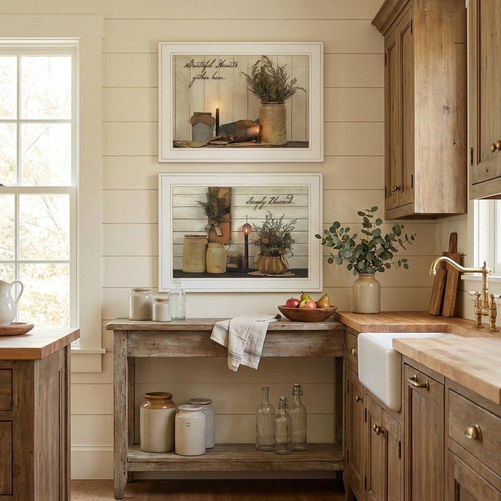 Set Of Two Blessed Gathering 1 White Framed Print Kitchen Wall Art — view 3
