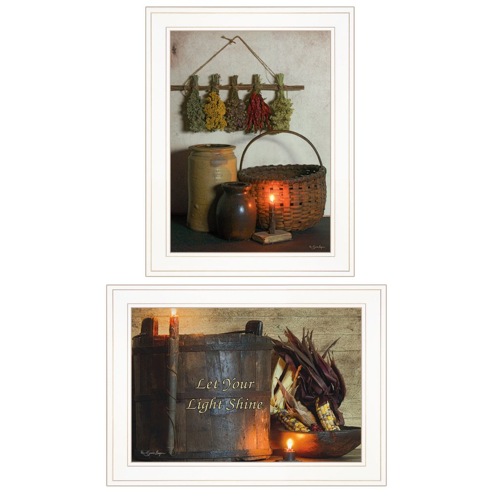 Set Of Two Let Your Light Shine 1 White Framed Print Wall Art — view 1